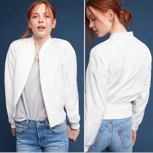 Anthropologie Hei Hei White Juneworthy Bomber Jacket size L
